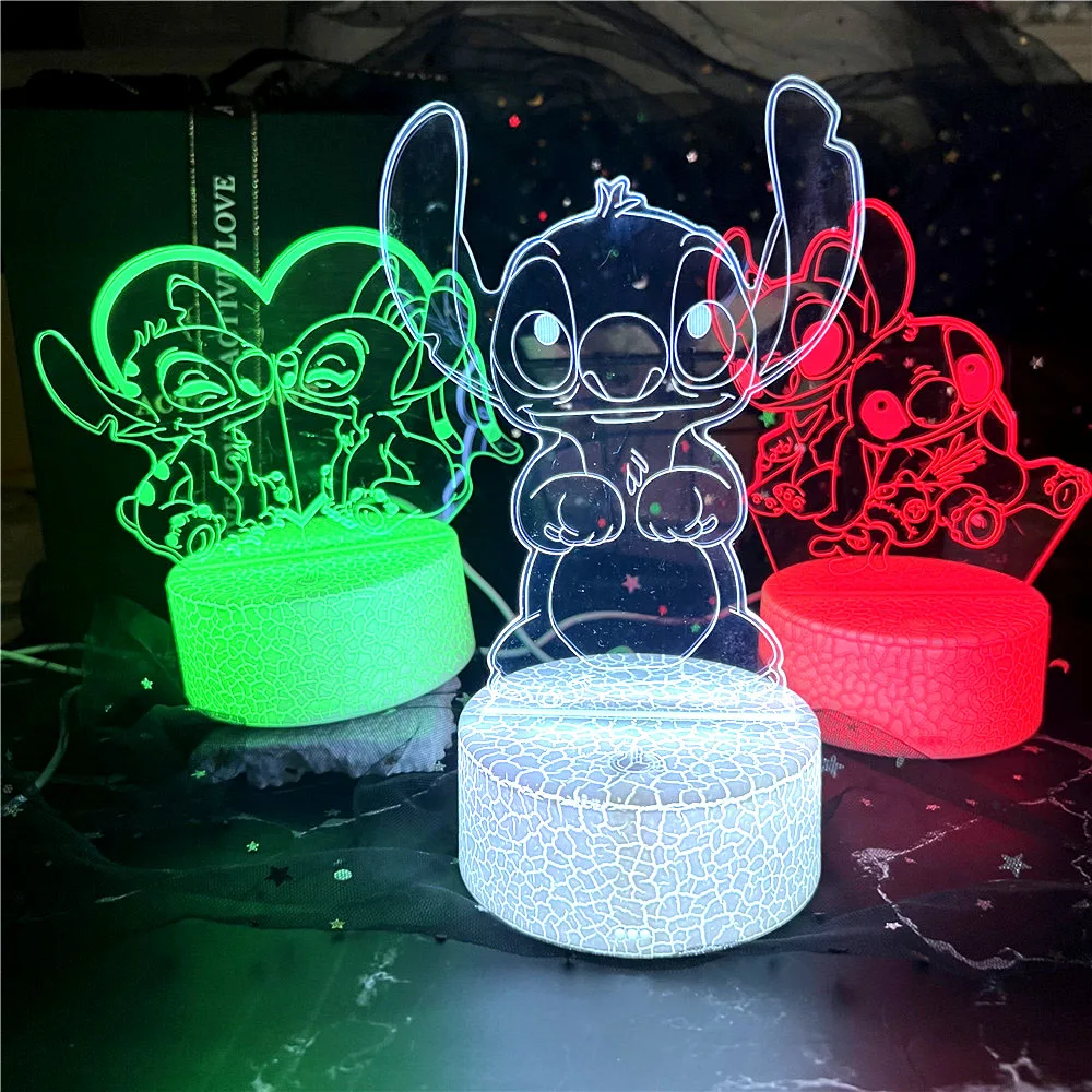 3D LED Stitch Cartoon Lamp USB Powered 16 colors Children\'s Lamp Bedroom Night Lights LED Table Lamp Indoor Lighting Gifts