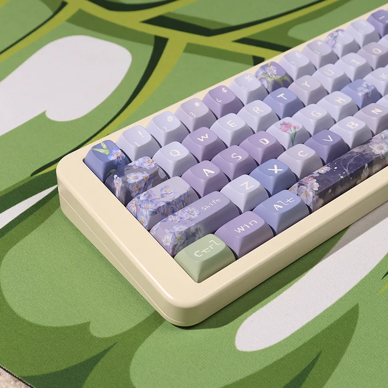 パープルキーキャップコンプリートセット 152 キーメカニカルキーボードキーキャップ PBT 昇華 URE/チェリーシルエットマウンテンライラックキーキャップセット