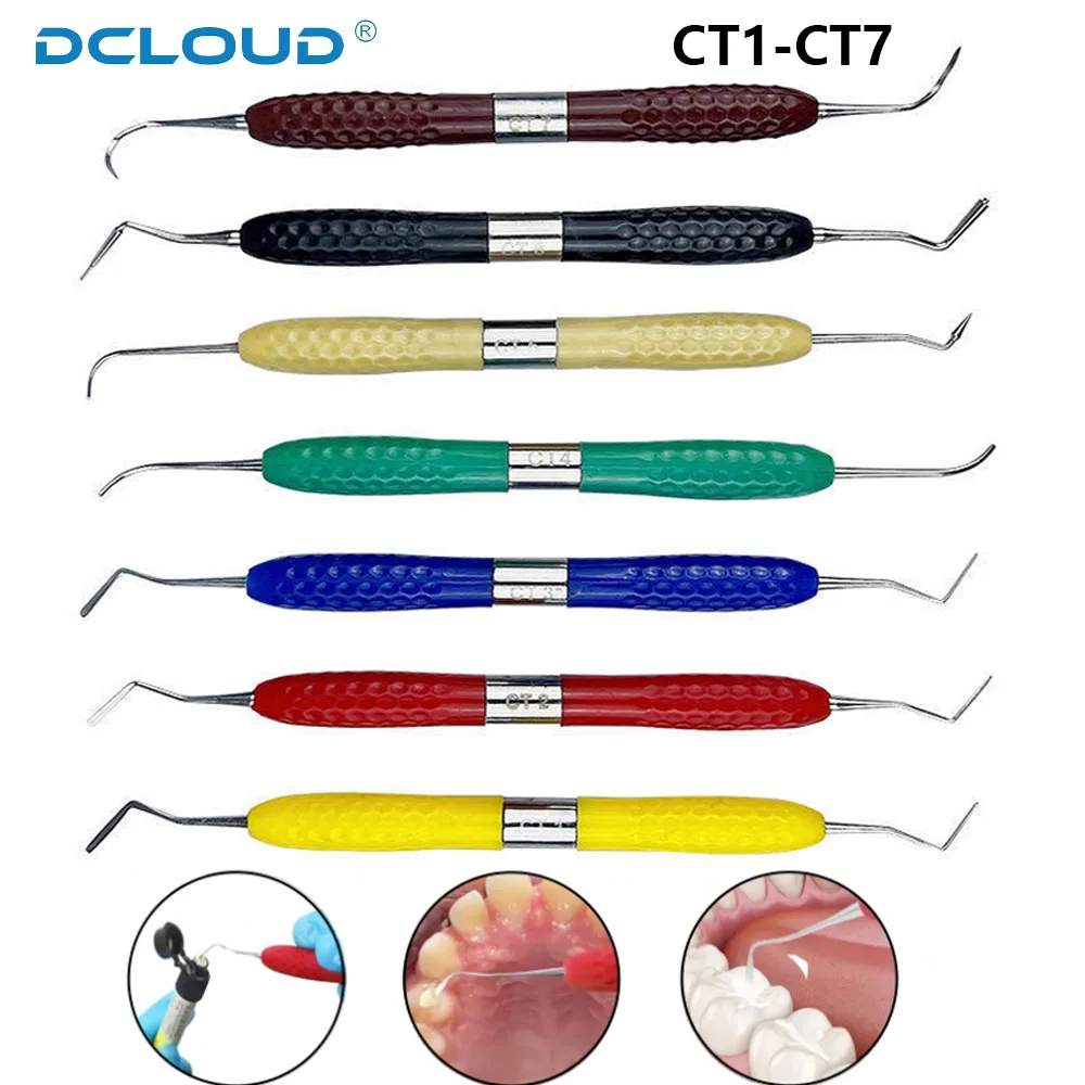 Dental Composite Resin Filler Aesthetic Restoration Kit 7Pcs Titanium Plated Head CT1-CT7 Dentist Instrument
