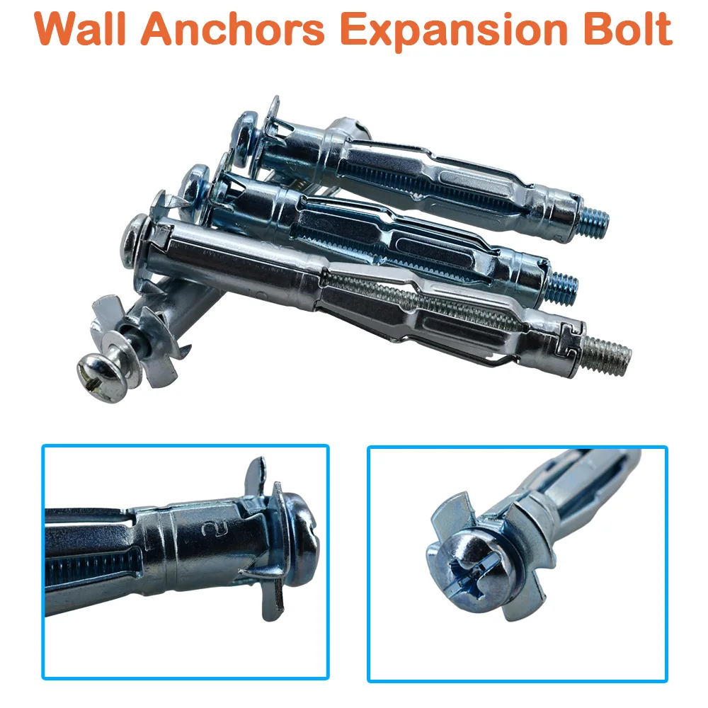 Anclajes de pared huecos M4 M5 M6 M8, tornillo de expansión para tablero de yeso, fijación de tornillo de pared, Kit de tornillos de expansión de Metal para tablero de yeso
