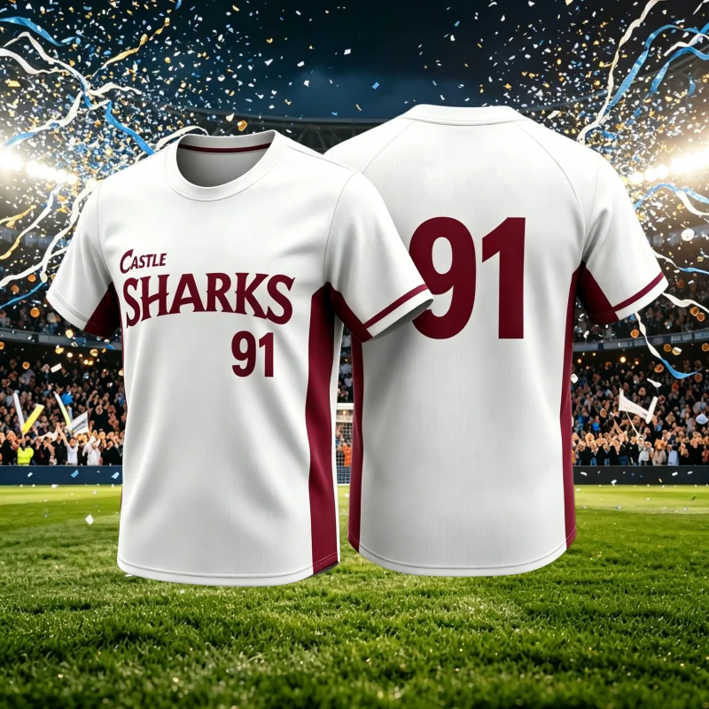 New Korea Crown Castle Sharks American Style Sports Jersey Short Sleeve T-Shirt Breathable Casual Street-wear Family Kids Tees
