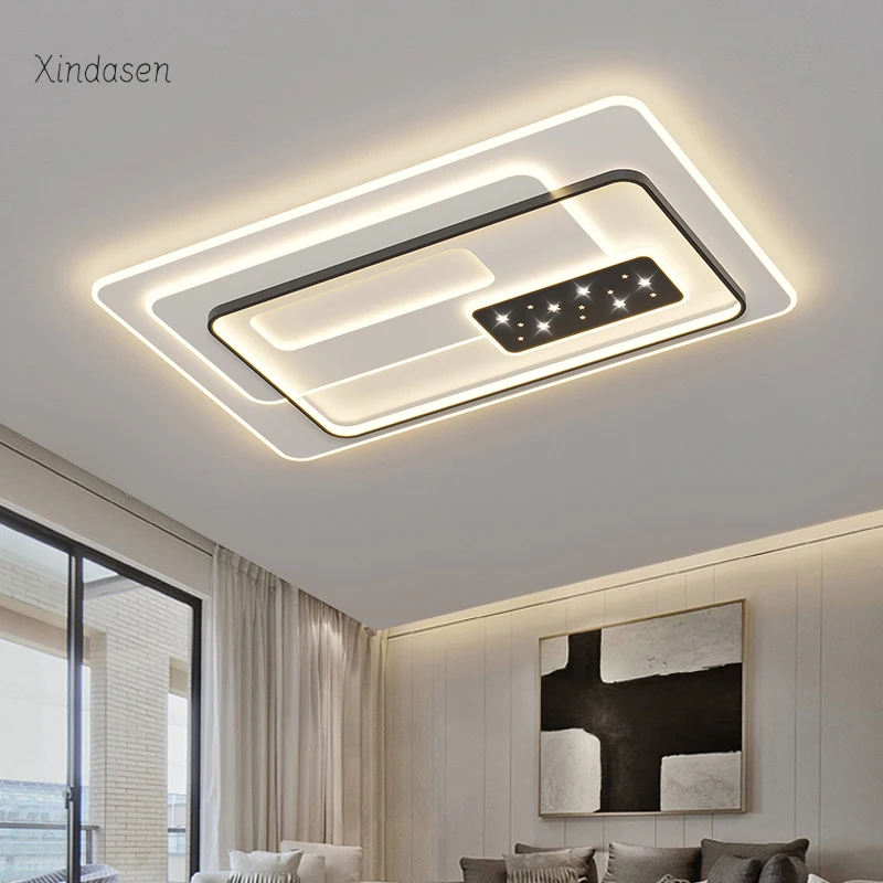 

Dimmable Led Ceiling Light Rectangle Chandelier Living Room Dining Kitchen Bedroom Ceiling Lamp Plafon светильник потолочный