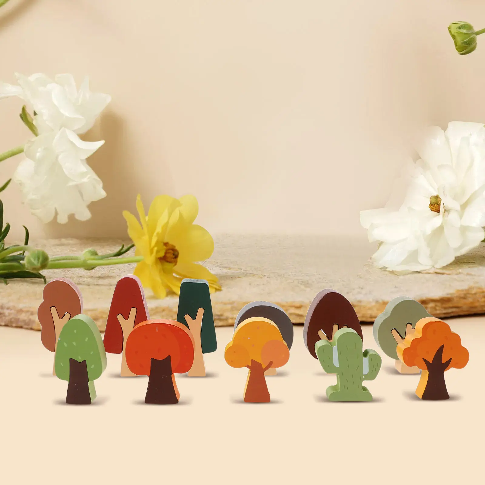 

11Pcs Wooden Craft Forest Trees Natural Wood Railway Accessories Kids Creative Education Preschool Learning Diorama Landscape