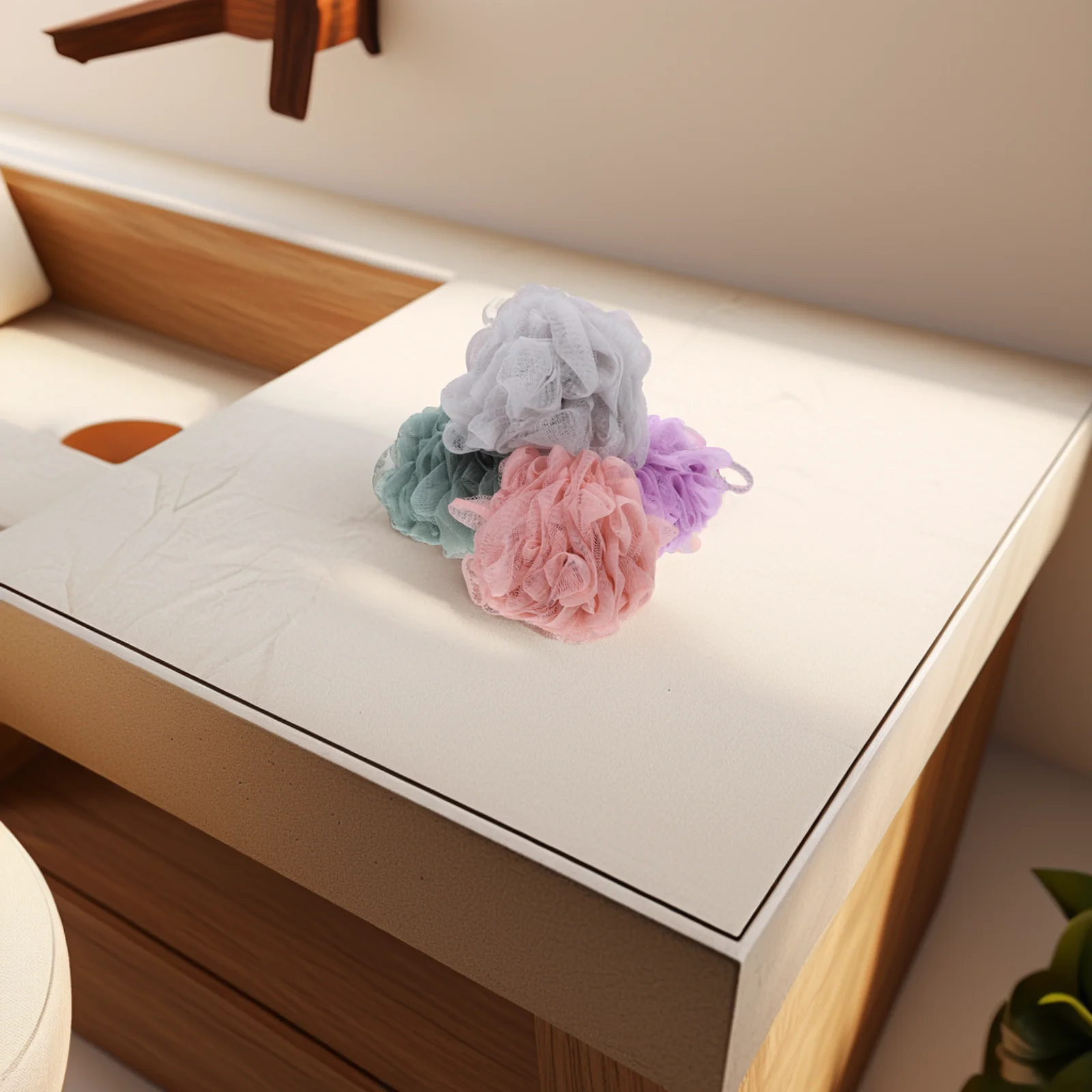 

Набор из 4 ультрамягких отшелушивающих мочалок-губок для душа, нежный скрабер для кожи, шарик для мытья тела, аксессуары для ванны для гладкого очищения