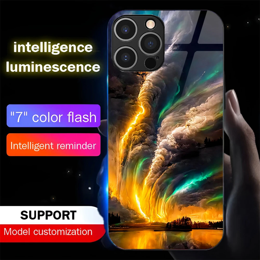 

Brilliant Galaxy Sky Led Light Phone Case Call Flash Glitter Cover For iPhone 16 E 15 14 13 12 11 Pro Max XR XS Plus 7 8 SE Mini
