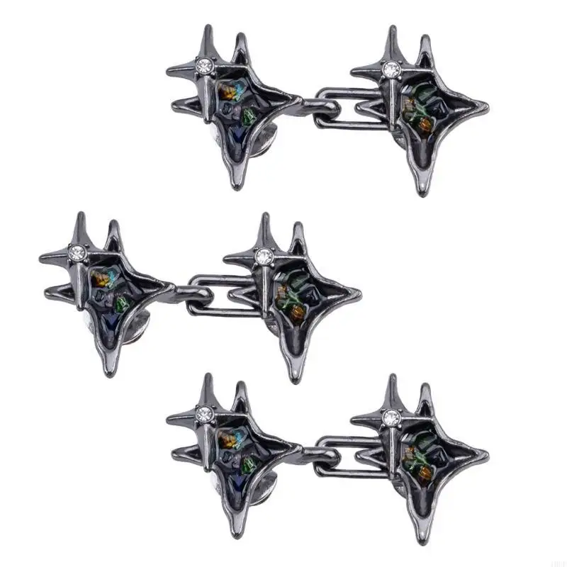 Crossed Star Crystal Waist Tighten Pin for Pants Waist Cinching Button Clasp Brooch Clip Waist Fitness Clip Pin 3/6PCS
