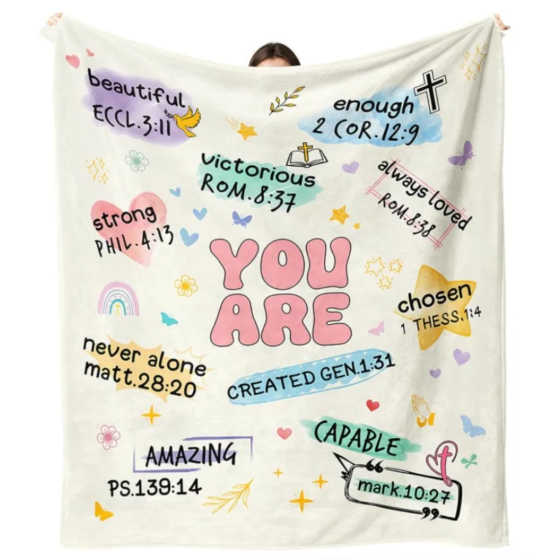 

Christian gifts for women, inspirational and spiritual gifts for women, baptismal gifts for girls, Bible verse blankets