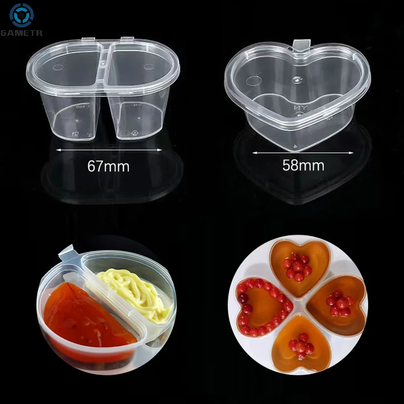 10PCS 50/100ml Disposable Plastic Takeaway Sauce Cup Containers Food Box Lids Paint Box Palette Reusable Kitchen Seasoning