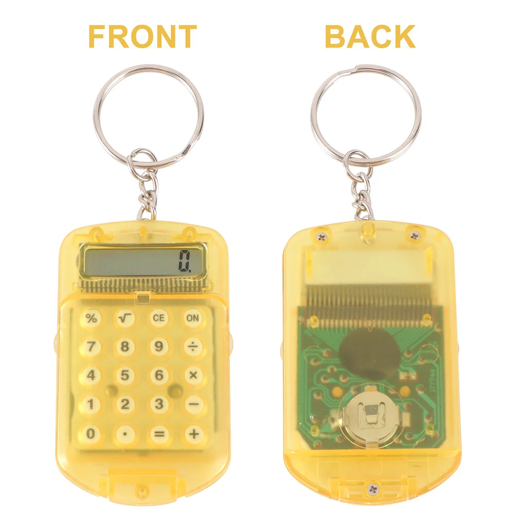 4 Pcs Mini Computer Calculator Portable Math Counters Pocket Flip-open Kids Keychain