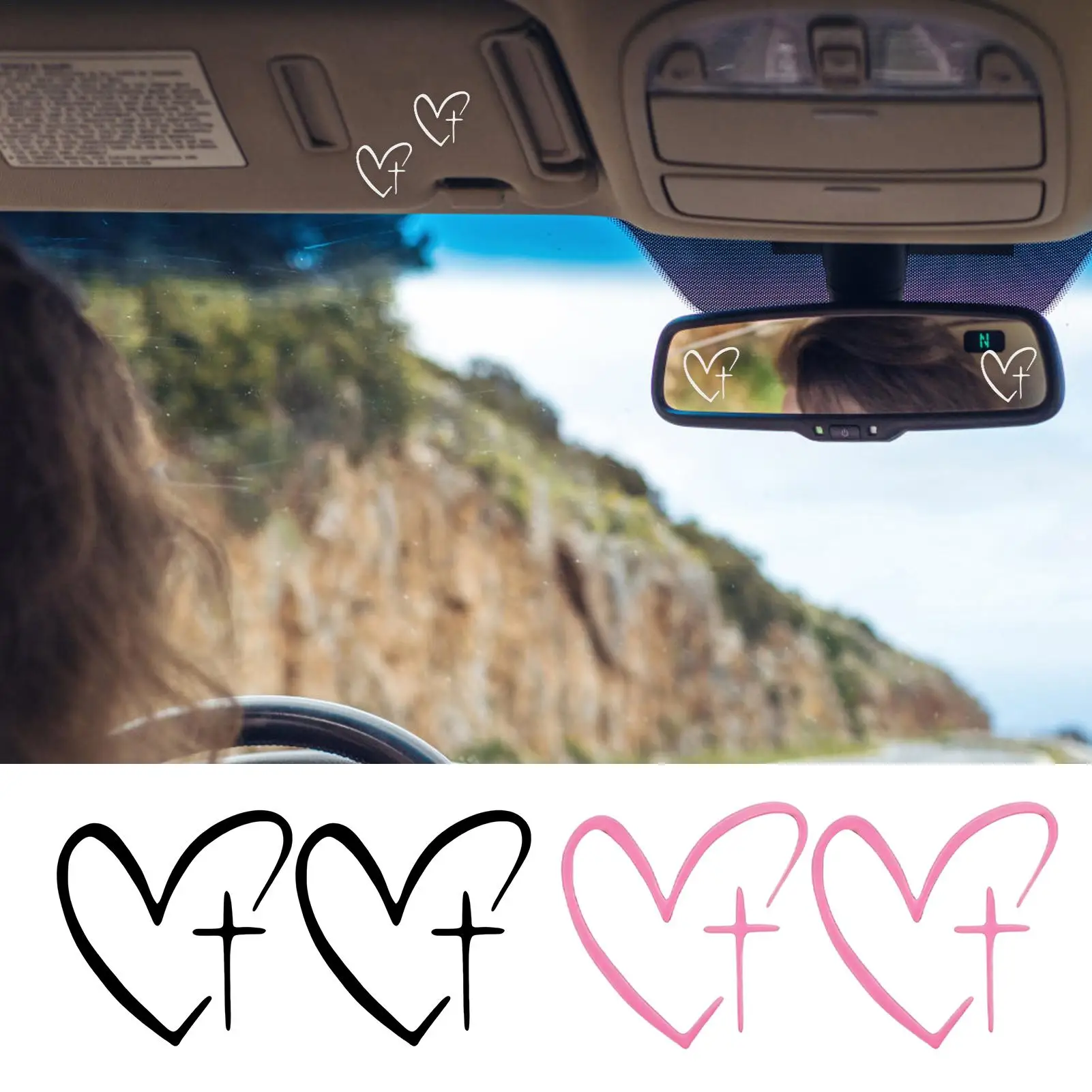 Car Stickers For Women Heart Shape Long Lasting Car Window Decal For Vehicles Trailer RV Automotive Sedan Pickup Water Cups