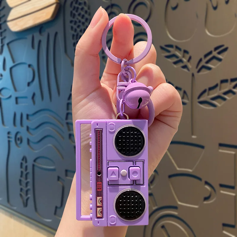 Creative Vintage Tape Radio Portable Keys Chain Cool Instrument Can Record Play Recorder Car Keychain Bag Pendant Claw Machine
