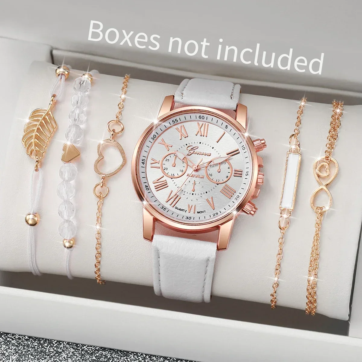 Surprise Blind Box Women Watch Set Random Geneva Quartz Watch + 4Pcs Bracelet Fashion Female Jewelry Gift view 6