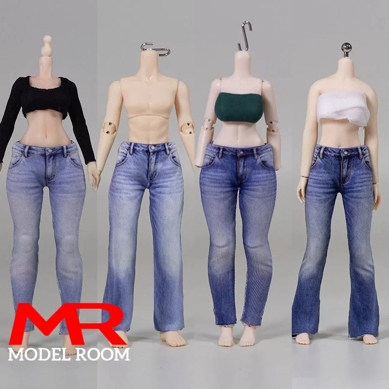1/12 Scale Female Jeans Wide Leg Pants Bell-bottoms Skinny Denim Pants Model Fit 6'' ANT TBL 86TOYS Soldier Action Figure Body