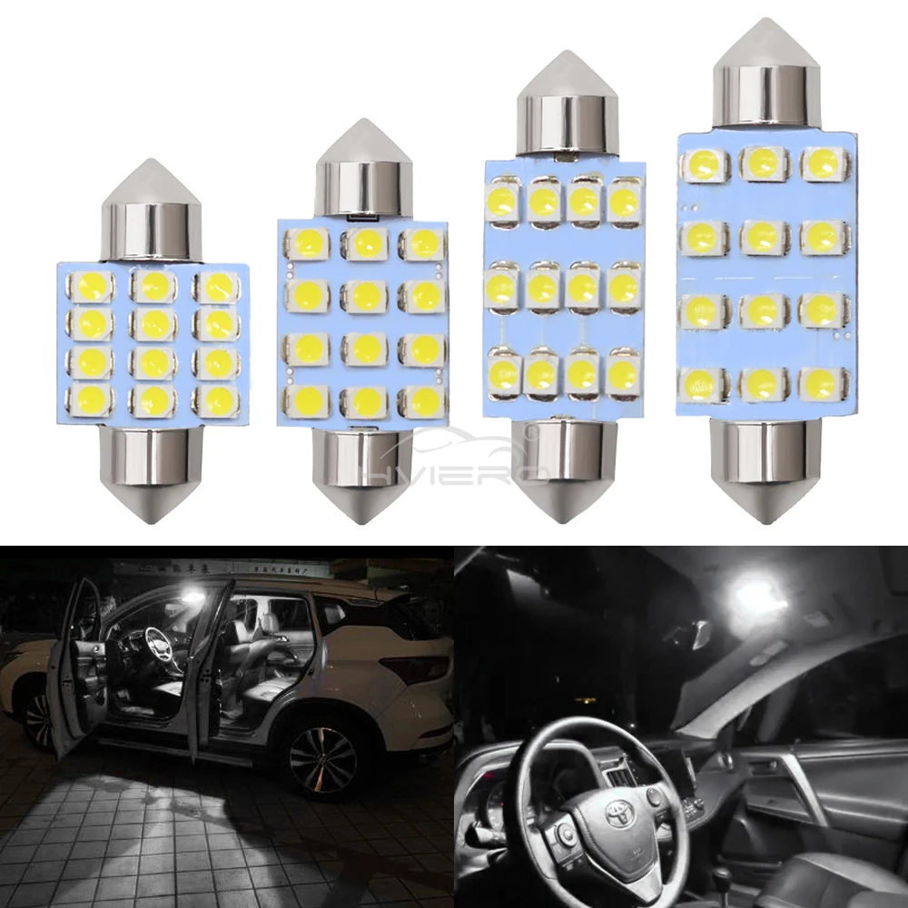 White Dome Festoon Light C5w C10W Car Led 12V Trunk Clearance Lamp 3528 6SMD 31MM 36MM 39MM 41mm Auto Door Interior Reading Bulb