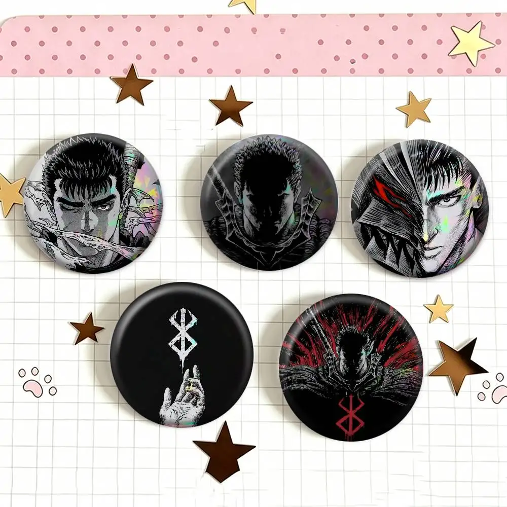 B-Berserk Japanese Anime   Laser Badge Creative Pins Brooch for Bag Clothes Hat Decor Gifts Fans Collect