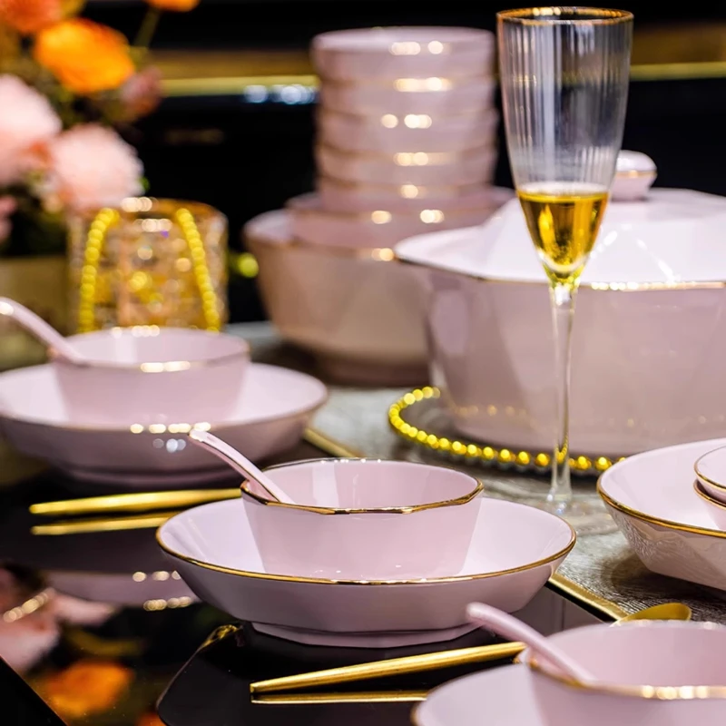 Cute Kitchen Gift Dinnerware Sets Home Wedding Party Guests Breakfast Dishes Sets Women Christmas Jogo De Jantar Tableware 5