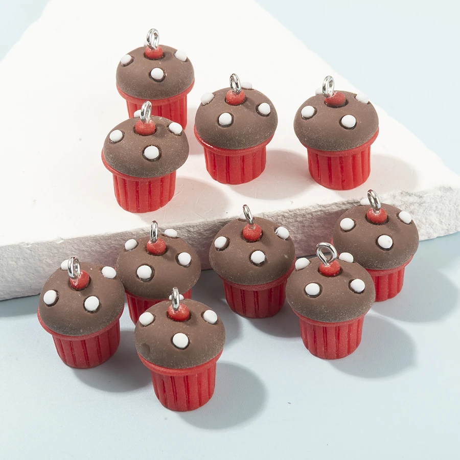 10 teile/paket 3D Simulation Kuchen Harz Charms Eis Cupcake Anhänger Für Ohrring Schlüsselbund Diy Schmuck Machen Zubehör