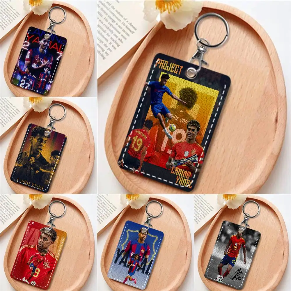 

Держатель для карт L-Lamine FootballStar Y-Yamal, подходит для кредитных карт, проездных билетов, прямоугольный брелок из мягкой кожи, защитный чехол для ключей