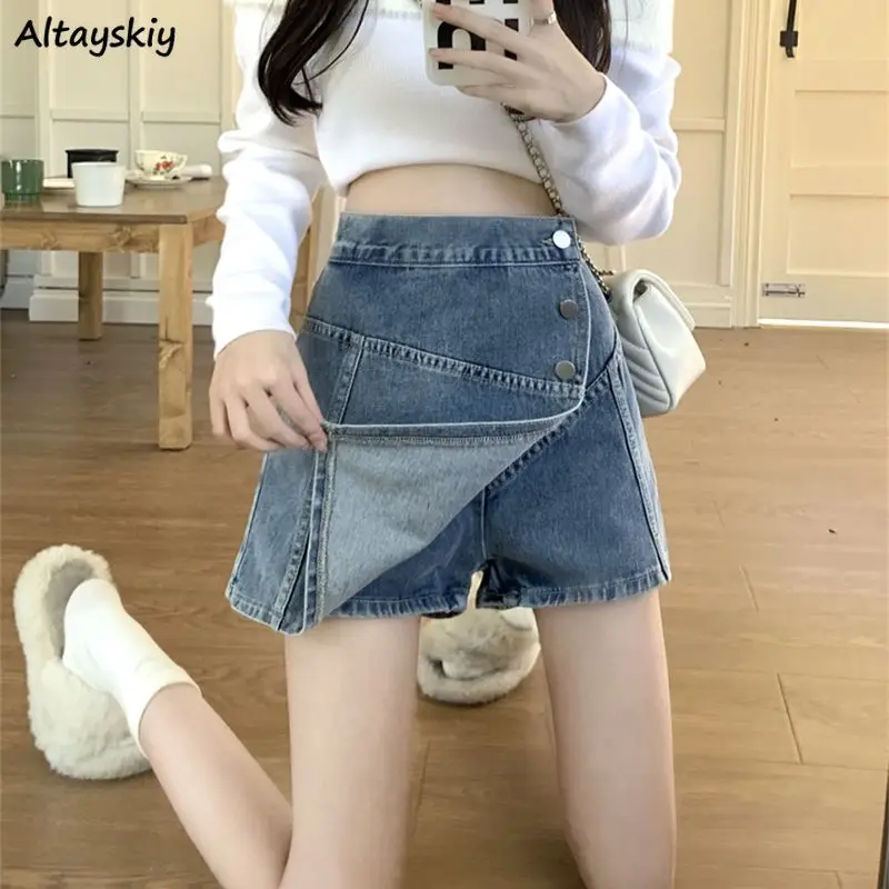 

Denim Irregular Summer Skirts Women Hotsweet Ulzzang Distressed Vintage High Waist Young Simple Washed Streetwear Harajuku Daily