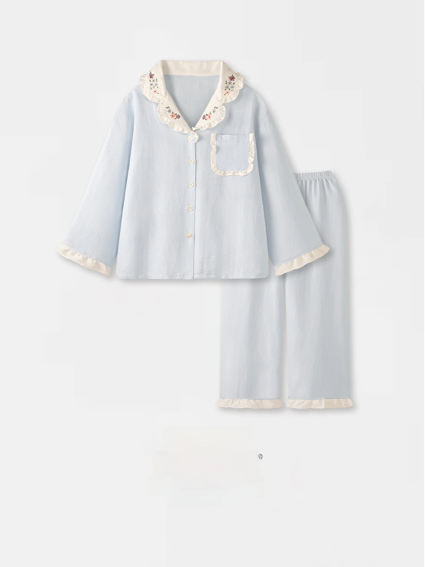 甘い花柄の寝間着長袖薄手のホーム服女性用春秋夏通気性快適なクラウドコットンパジャマ