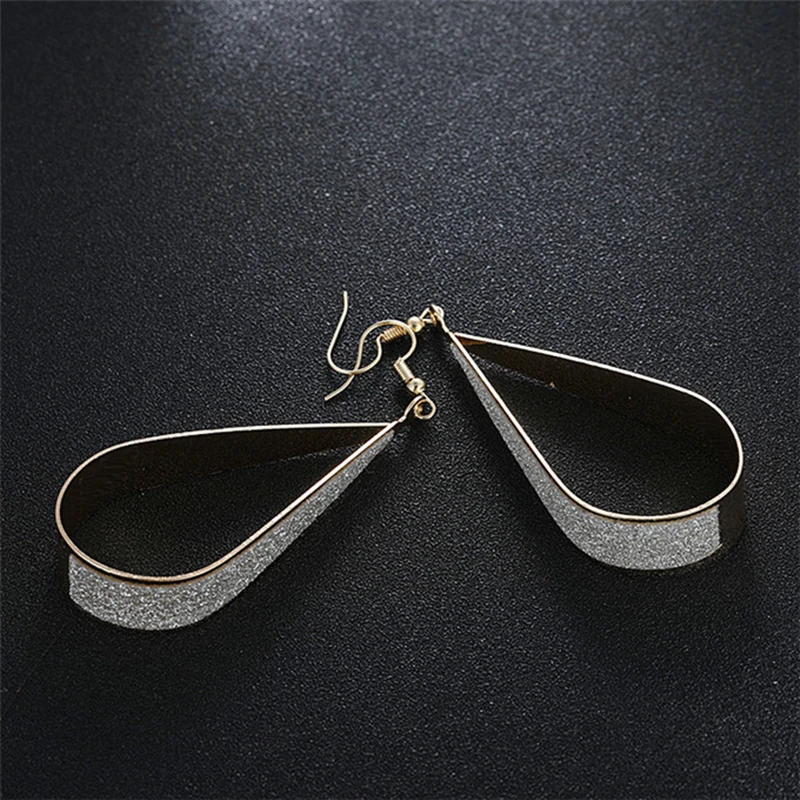 Exaggeration Scrub Water Drops Big Earrings For Women Vintage Punk Gold Color Hollow Long Earring Wedding Party Gift