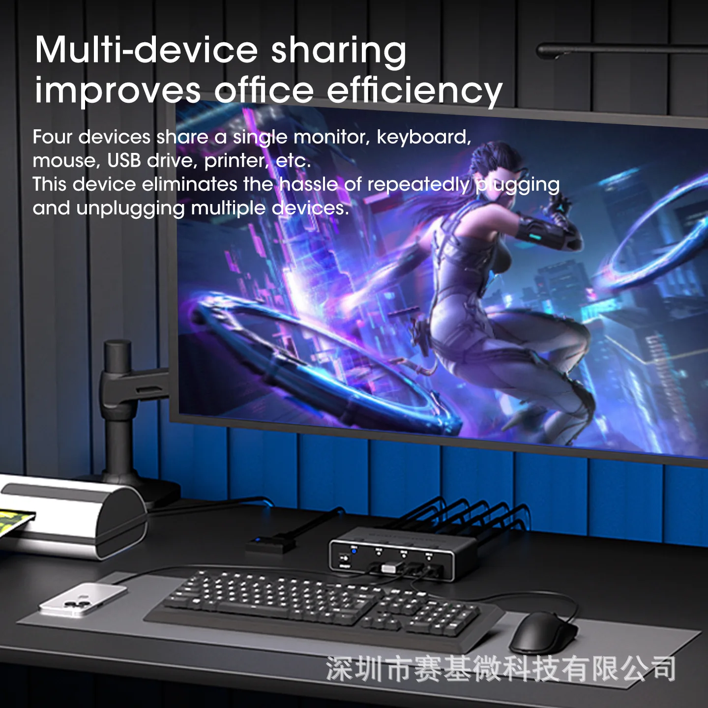 K Kvm Switch In Out Port Usb Sharing Aluminum Alloy Multi Computer Selector Keyboard Mouse Printer Hard Drive Hz Uhd Display Box