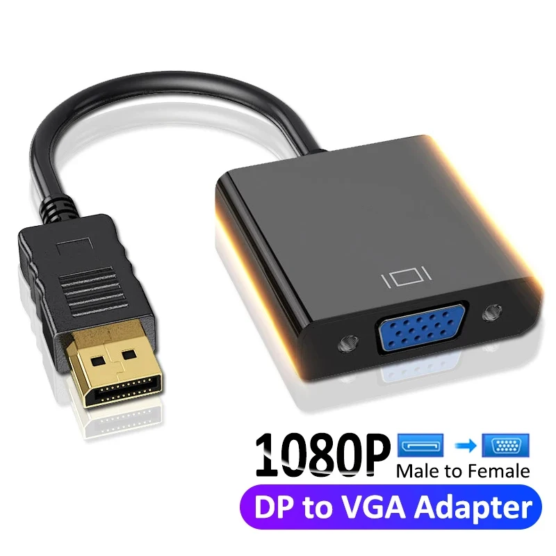 DisplayPort DP to VGA Adapter Cable Display Port For Laptop Projector DTV TV HDVD DP Male to VGA Female Converter Adapter Cable