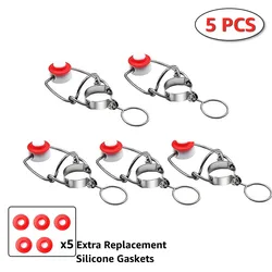 Swing Top Caps,5PCS Flip Top Bottle Caps with Replacement Silicone Gasket, Homebrew EZ cap bottle Stopper for Craft Beer Storage