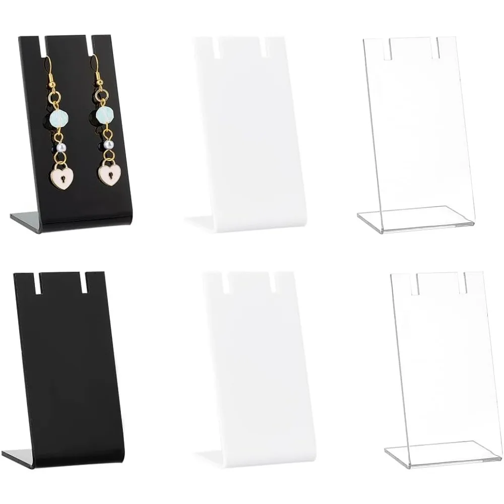 

6pcs Earring Holder L-Shape Earring Organizer 3 Colors Jewelry Displays Holders Acrylic Necklace Stand for Necklace Jewelry