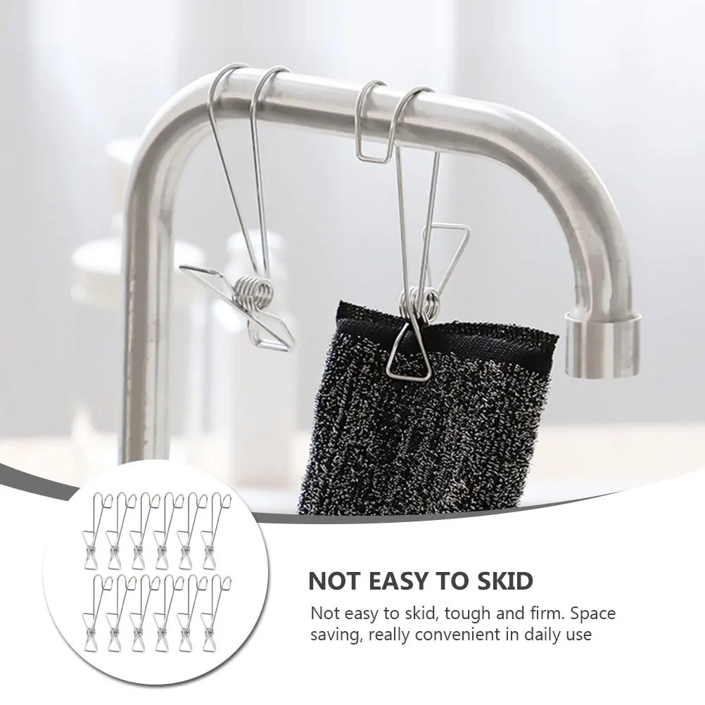 

20Pcs Stainless Steel Clothes Clips Tough Non Deforming Laundry Hangers for Bathroom Kitchen Multi Purpose Socks Drying Clips