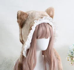 Cute Girl Winter Bonnet Plush Hat Sweet Cat Ears Windproof Warm Hat