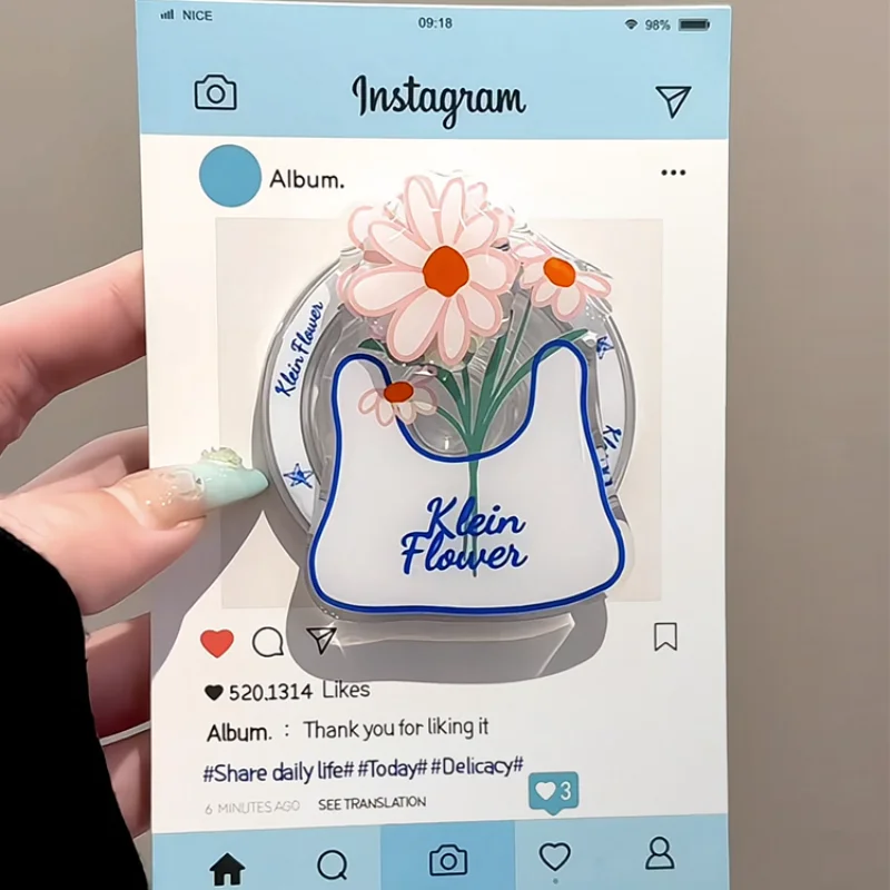 

Korean Cartoon Flower Rotation For Magsafe Magnetic Phone Griptok Grip Tok Stand For iPhone 15 Wireless Charging Case Holder