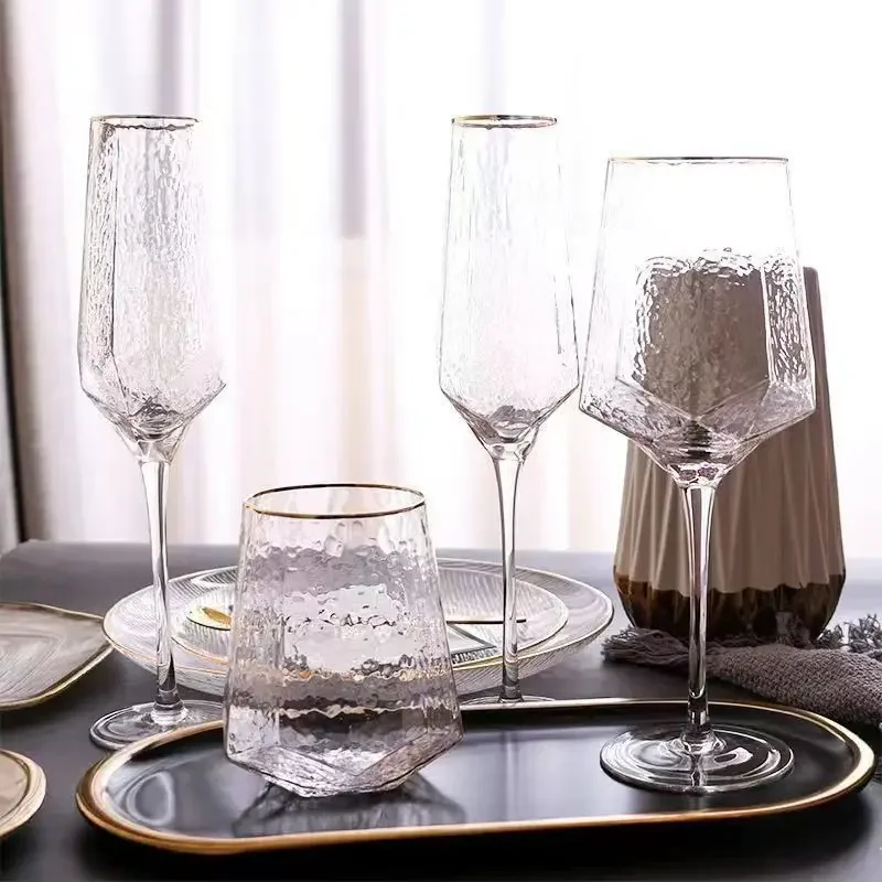 Diamond Red Wine Glass Cup High-grade Ins Style Crystal Glass Cups Vintage Wine Glasses Wineglass Glasses for Champagne Drinking