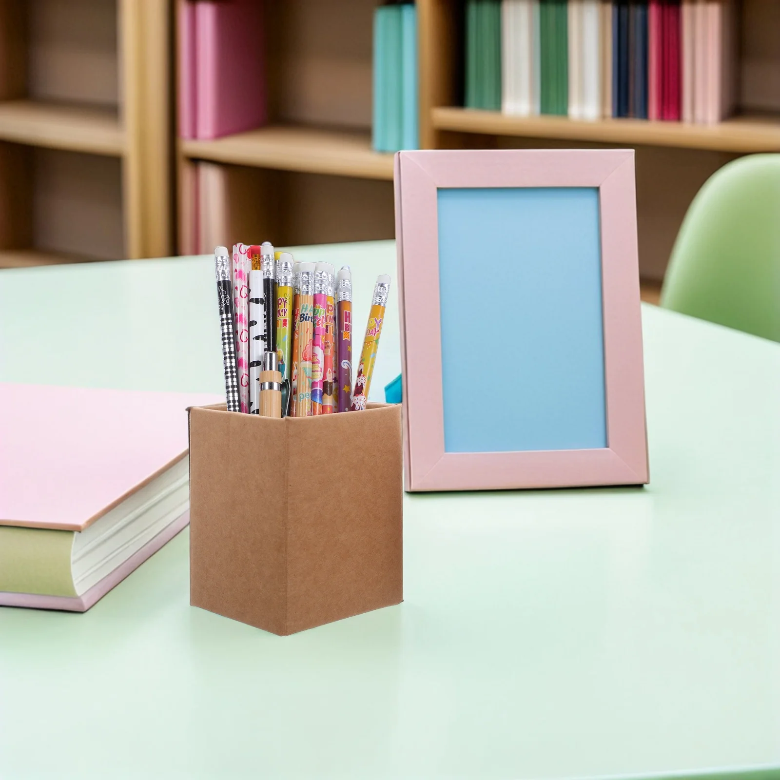 

8Pcs Paper Pencil Holders Square Multifunctional Desk Organizer Pencil Container Holder Pen Storage Rack for Office Classroom