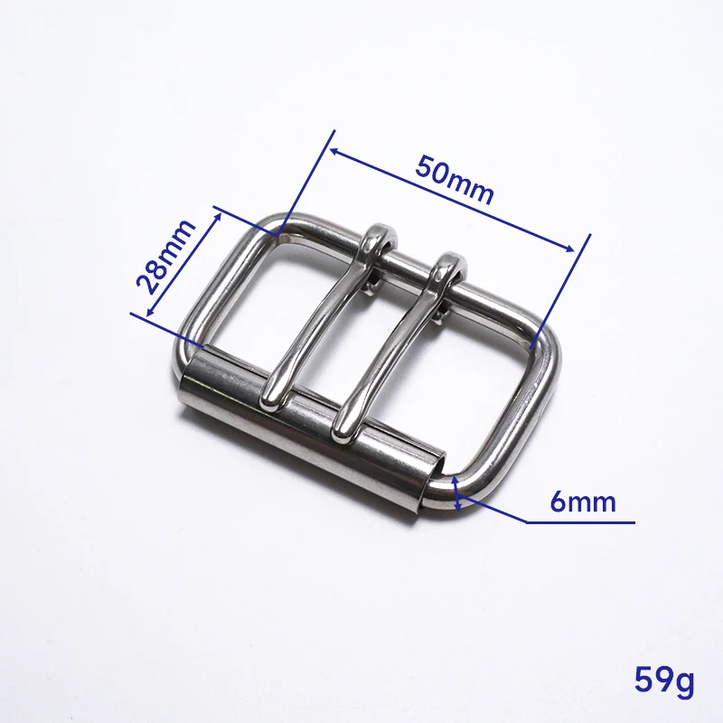 1Piece Stainless Steel Double-Pin Roller Belt Buckle Pin Buckle for Luggage Leather Goods Bags Parts Accessories 50mm