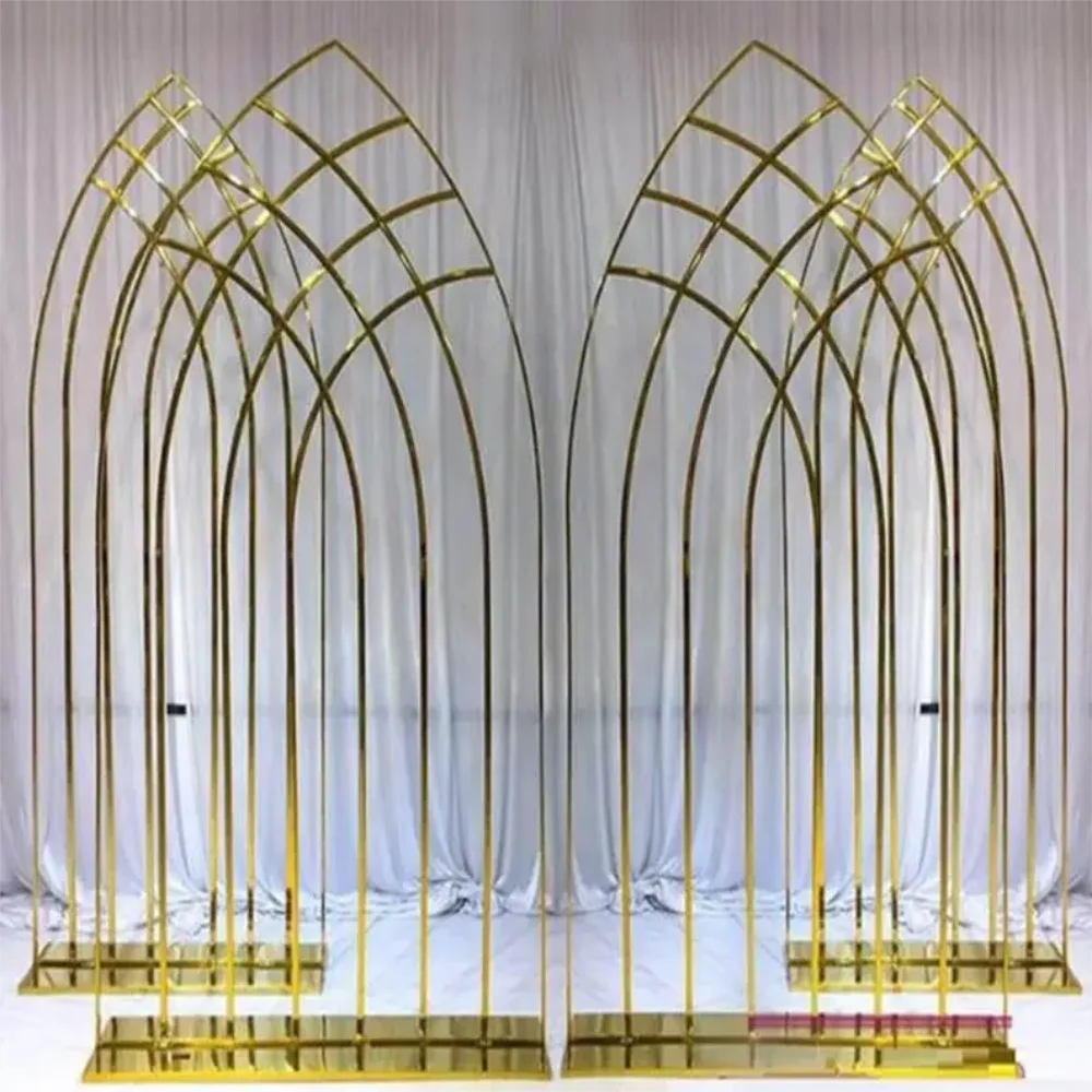 3-piece set of stainless steel gold wedding arch background wall, banquet performance party, wedding background prop decoration