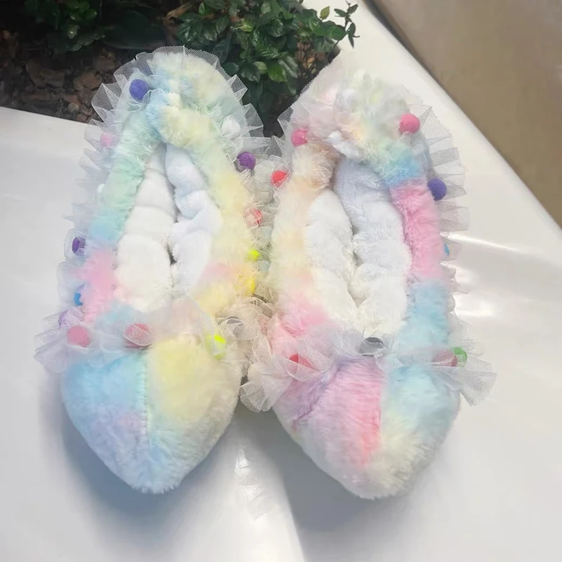 Set di coltelli morbidi per pattinaggio di figura Arcobaleno Rosa Fiocco blu Bambini Pattinaggio di figura per adulti Peluche assorbente d'acqua