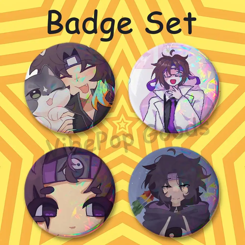 W-Wifies 58mm Classic Tin Badge 2.25 Inch Holo Baji Kawaii Round Button Pin for Collectible