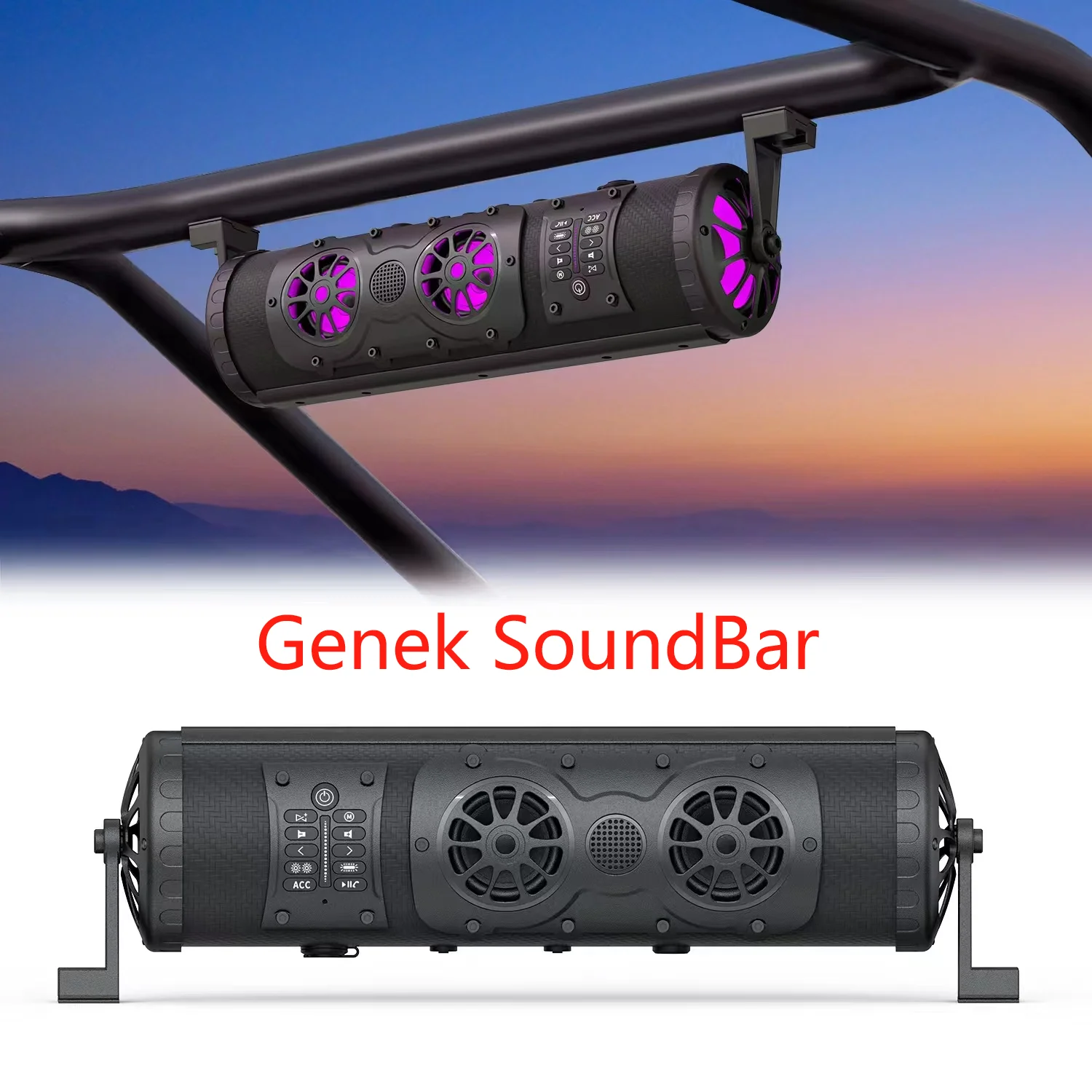 18 Inch RGB UTV Sound Bar Waterproof Bluetooth Multicolor Lights 500W Soundbar for UTV ATV Golf Cart