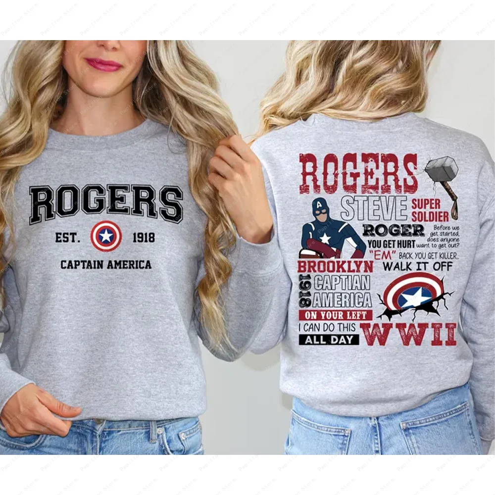 Rogers Captain America Shirt Hoodie Captain Winter Soldier Cotton Steve Sweatshirt Avengers Clothes Top Tee 1918 T-Shirt Marvel