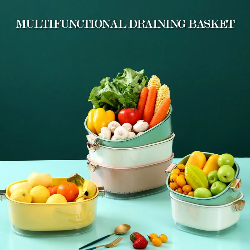 

Stackable kitchen vegetable cleaning basket fruit basket and kitchen water filter set for cleaning fruits and vegetables