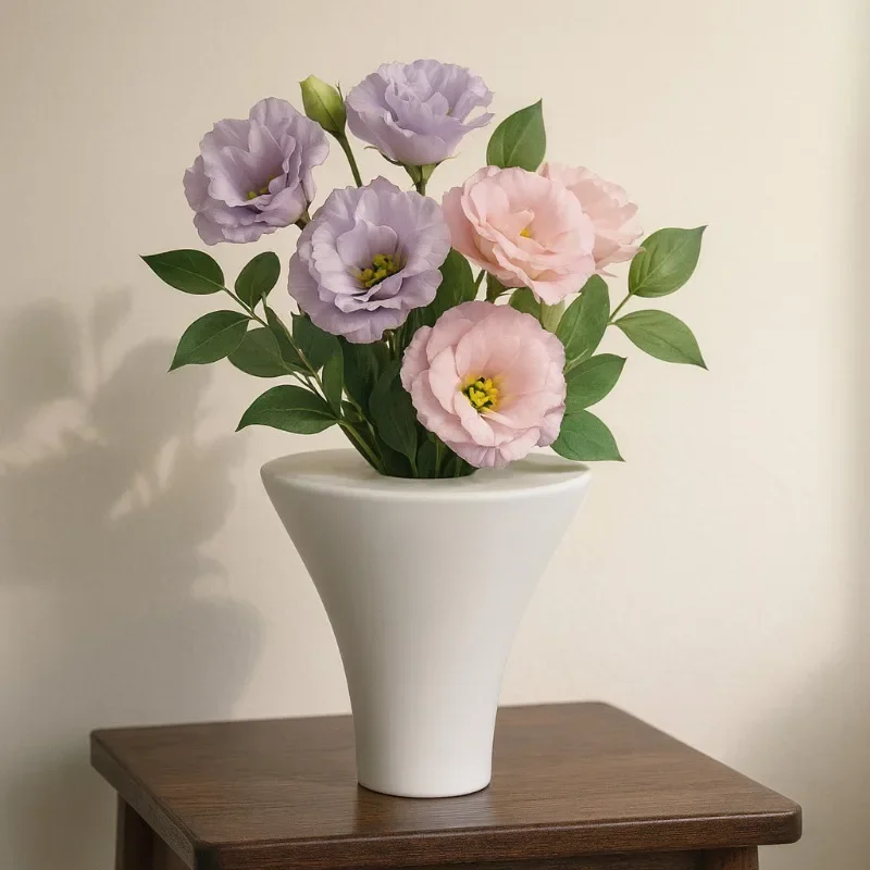 Conical Ceramic Vase Decorative Porcelain Vase Unique Funnel Shape Tabletop Ornament for Dried Flower Home Living Room Decor