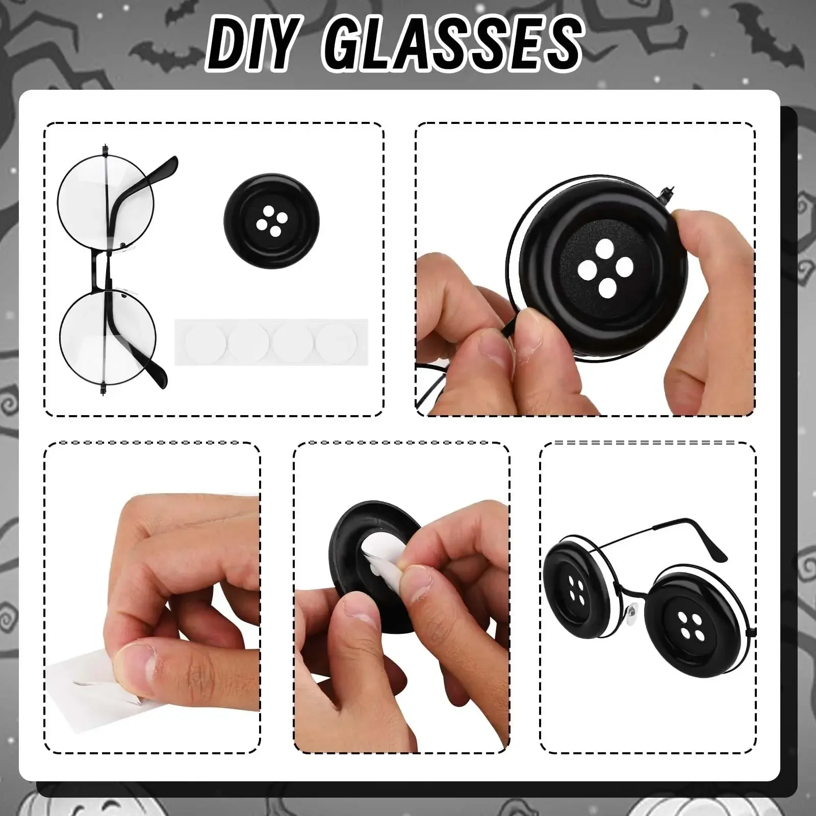 Halloween Button Eyes Glasses Costume Cosplay Eyewear Props Funny Novelty Eyeglasses for Party Decora