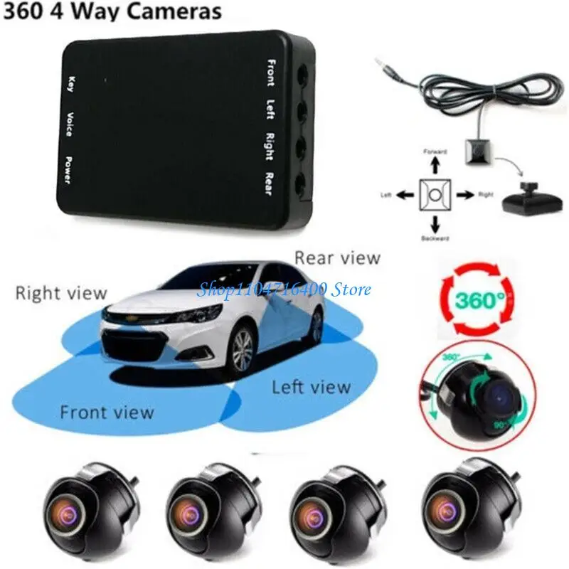 

y1gd Car Parking Panoramic View Rearview 4 Way 360 Degree View Camera Control Box DVR