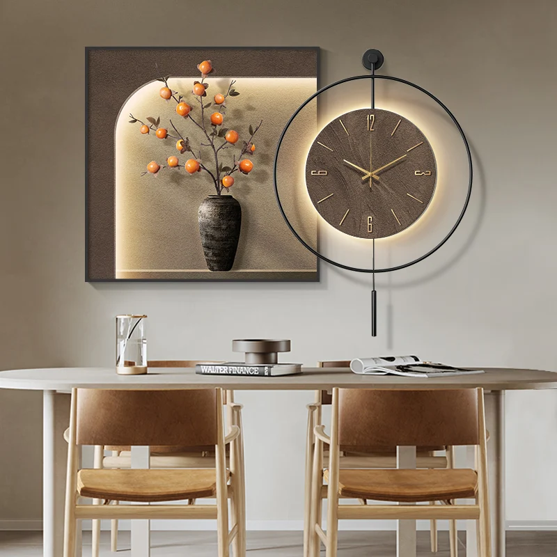 Modern LED Mural Light For Corridor Living Room Kitchen Table Background Hanging Painting With A Clock Wall Lamp Home Decoration