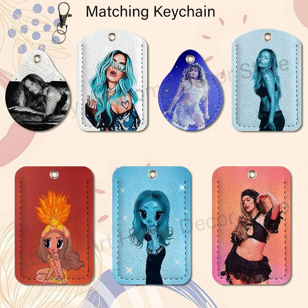 K-Karol G No Me Arrepiento de Sentir Tanto Premium PU Leather Card For Air Tag for Daily Use Holder Card Case with Metal