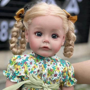 22 inch already painted finished doll reborn toddler girl 3D skin visible veins hand rooted hair art doll