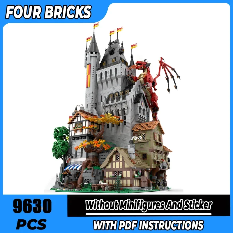 

Строительные блоки Moc, высокая башня рыцарей льва, технология, модульные кирпичи, модель, подарки, рождественские игрушки, наборы «сделай сам», сборка