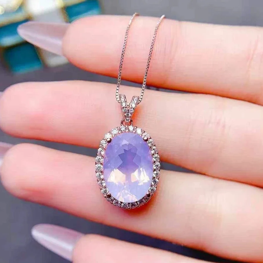 Classic Design Silver Amethyst Pendant for Party Solid 925 Silver 10mm*14mm 6ct Light Purple Natural Amethyst Necklace Pendant