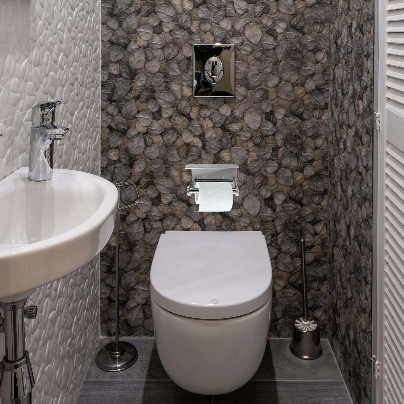 

Stainless Steel Toilet Paper Holder Shelf Bathroom Wall Mounted Toilet Paper Roll Rack Storage Organizer Rust Resistant